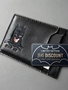 Bat ID Horizontal Laser Cut Batman Card Holder Wallet Black NIB - Set of 2